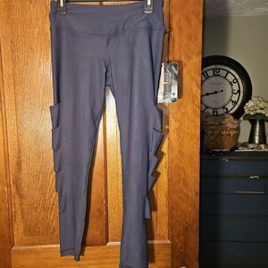 90 Degree By Reflex Gunmetal Yoga Leggings M | Side Cutout Compression NWT
